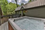 Hot tub and outdoor dining area